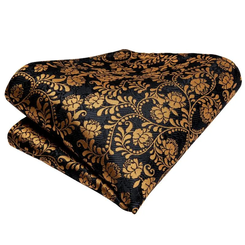 Ties2you Men's Golden Floral Tuxedo Bowtie Self-tie Black Formal Bow Tie Handkerchief Cufflinks Set sold by Ties2You product image thumbnail 2