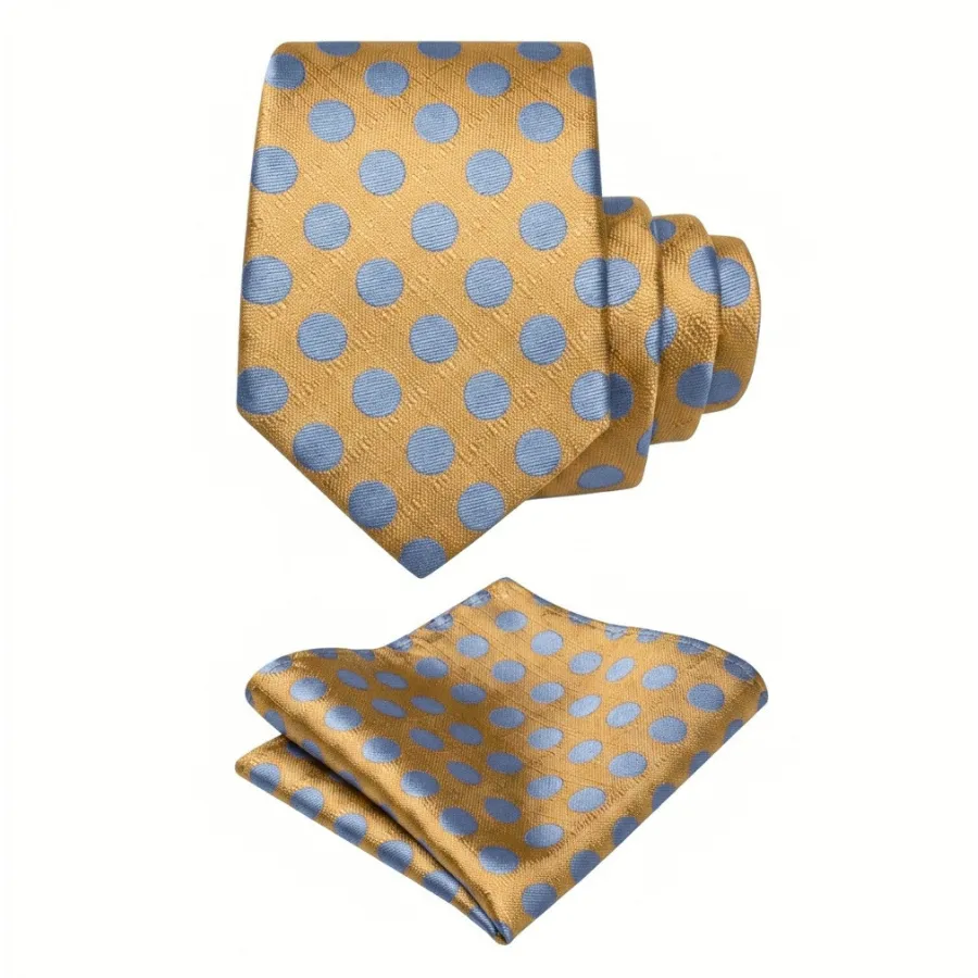 Ties2you Polka Dot Tie Men's Orange Necktie Pocket Square Cufflinks Set sold by Ties2You product image thumbnail 3