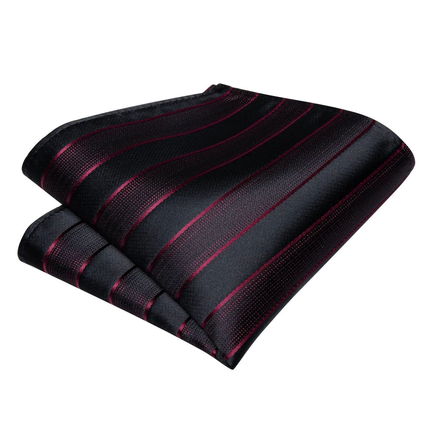 Ties2you Mens Red Black Striped Bow Tie Self-tie Business Hanky Cufflinks Bowtie Set with Lapel Pin sold by Ties2You product image thumbnail 4