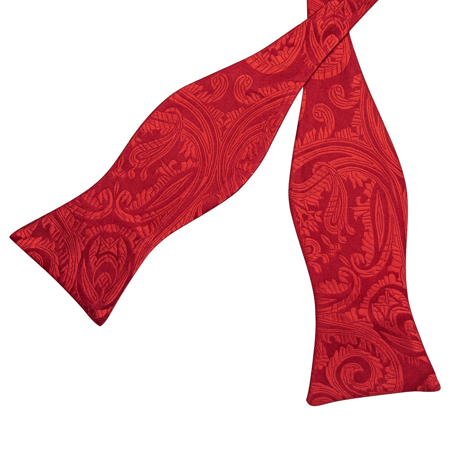 Ties2you Red Paisley Tuxedo Bowtie for Men Self-tie Bow Tie Pocket Square Cufflinks Set Wedding Dress sold by Ties2You product image thumbnail 4