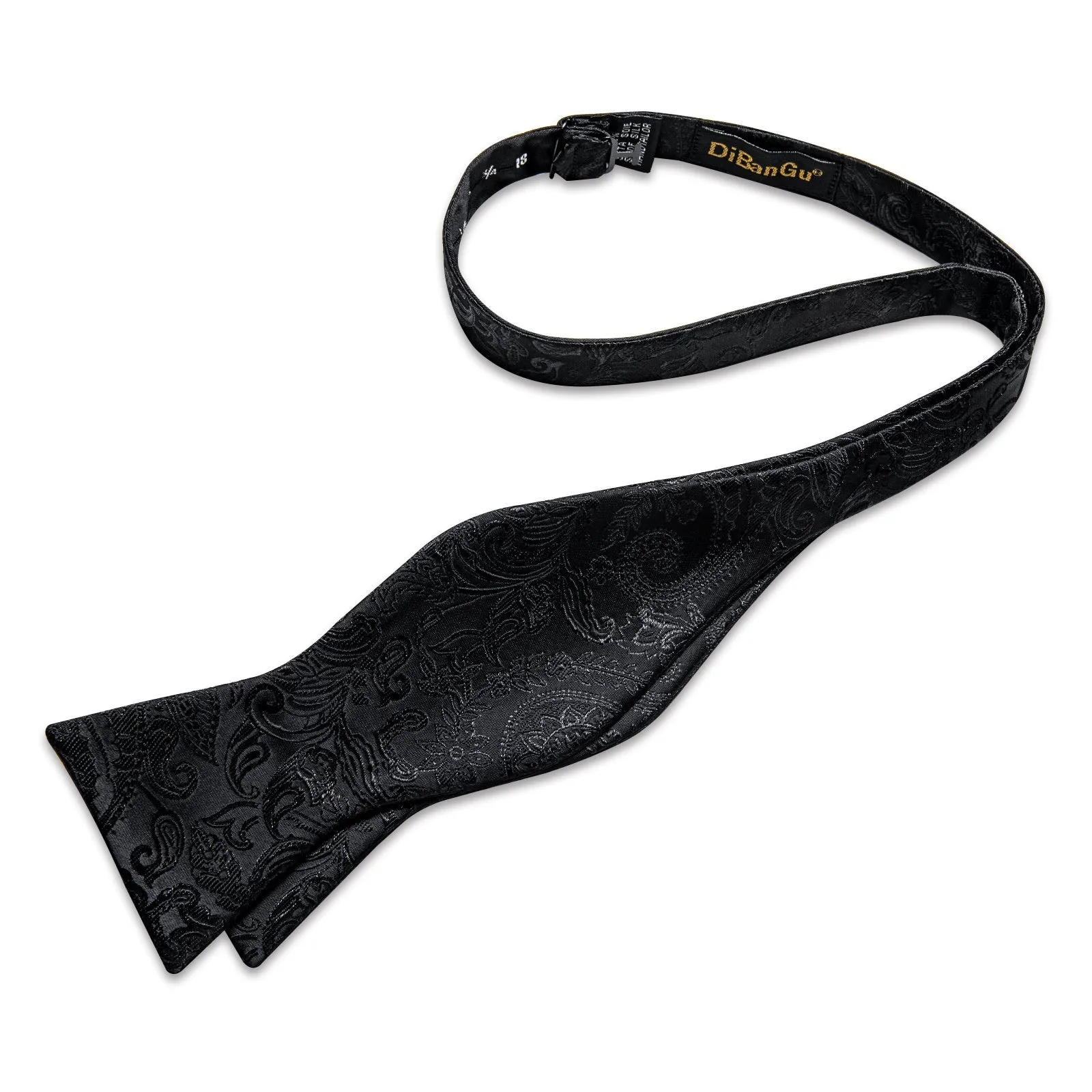 Ties2you Black Paisley Tuxedo Bow Tie Self-tie Formal Bowtie Pocket Square Cufflinks Set for Men sold by Ties2You product image thumbnail 2