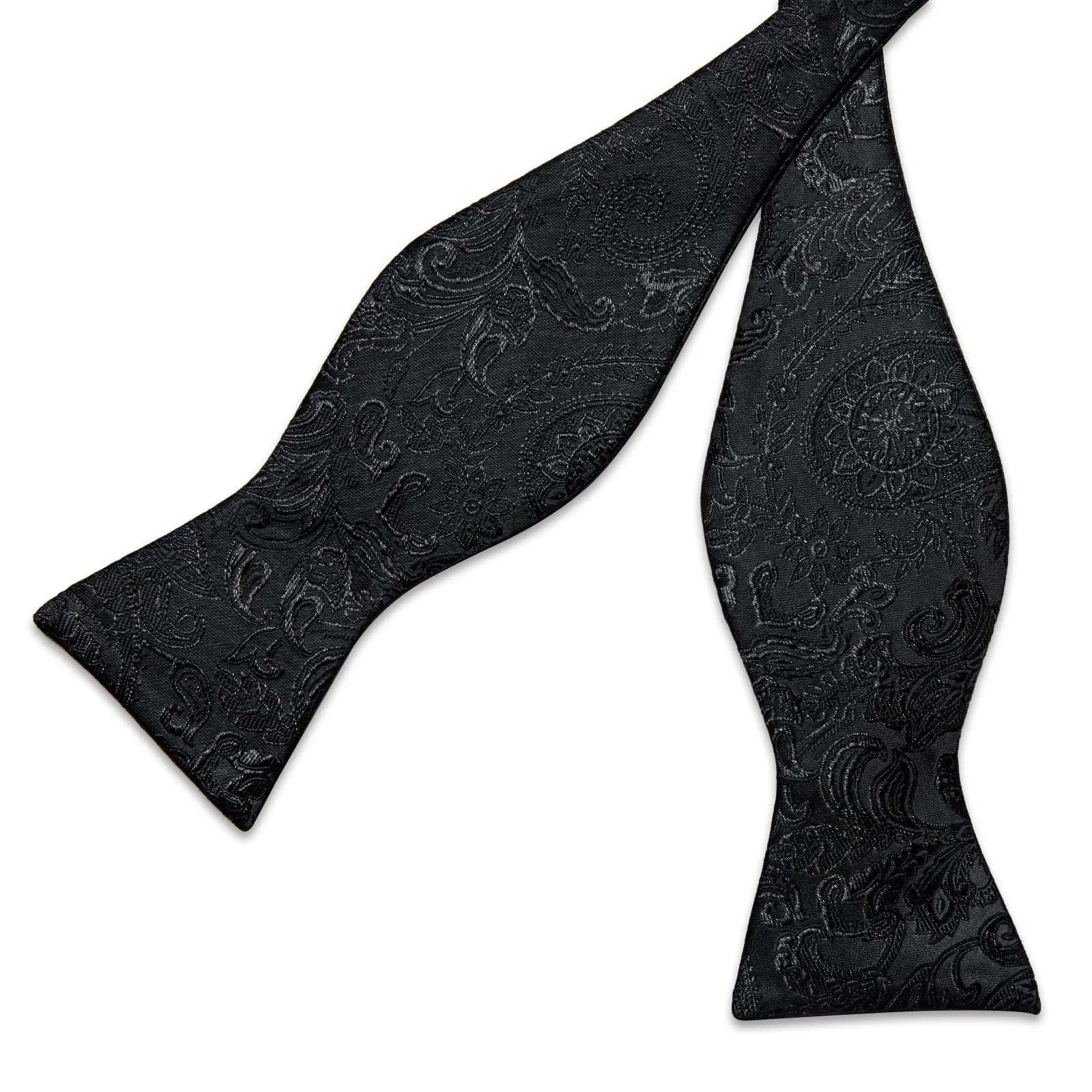 Ties2you Black Paisley Tuxedo Bow Tie Self-tie Formal Bowtie Pocket Square Cufflinks Set for Men sold by Ties2You product image thumbnail 4