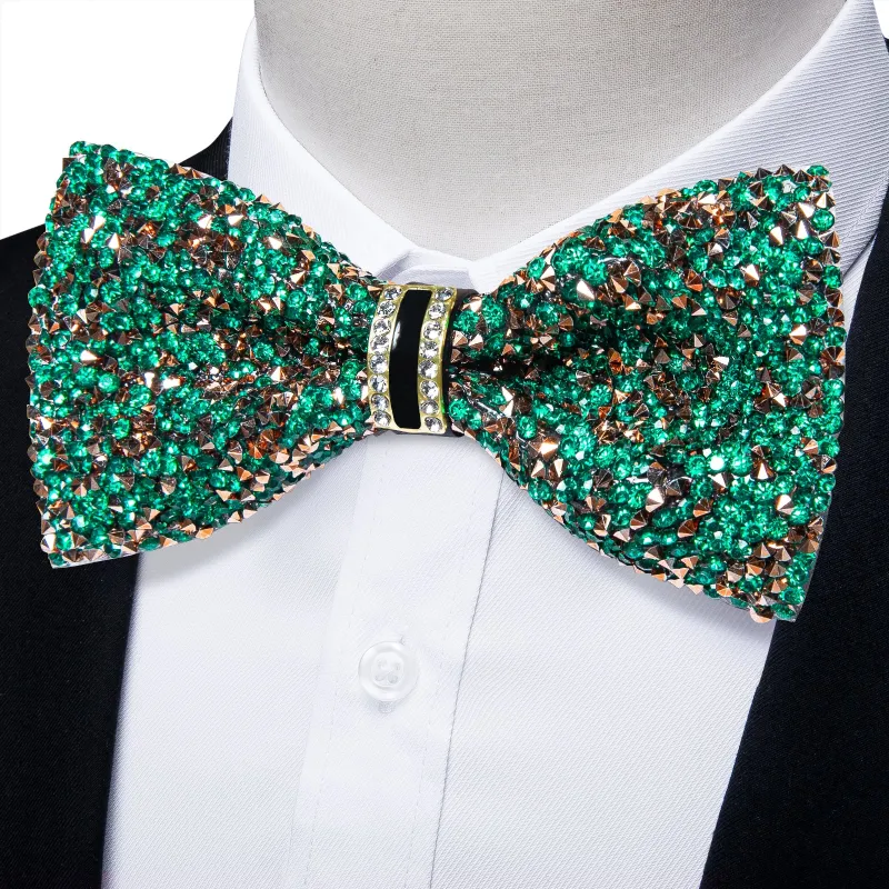 Ties2you Emerald Green Rhinestone Bow Tie for Men Pre-tied Tuxedo Bowtie Party Wedding Prom made by Ties2You