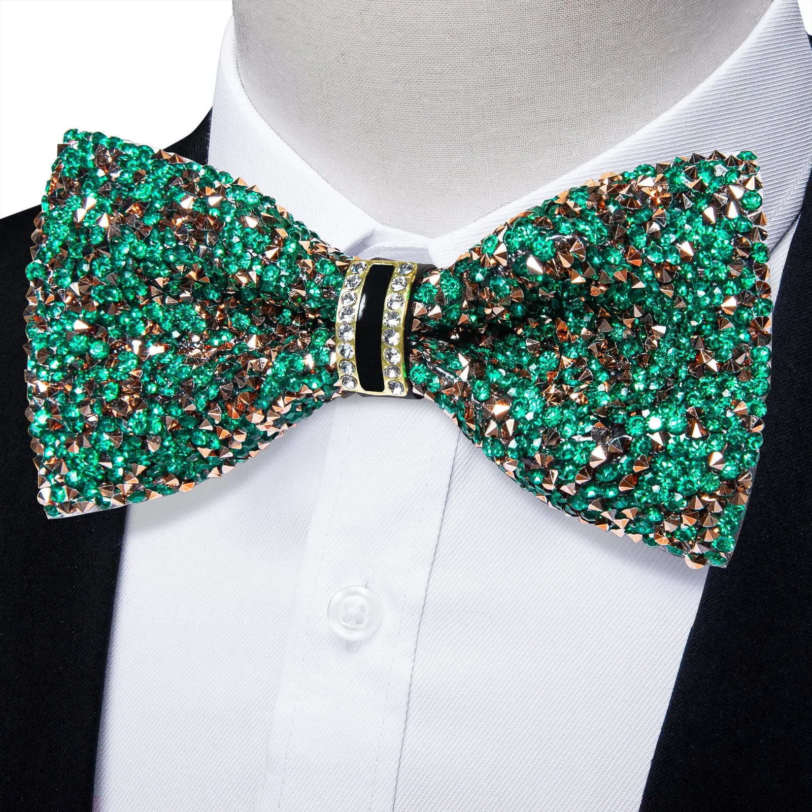 Ties2you Emerald Green Rhinestone Bow Tie for Men Pre-tied Tuxedo Bowtie Party Wedding Prom sold by Ties2You