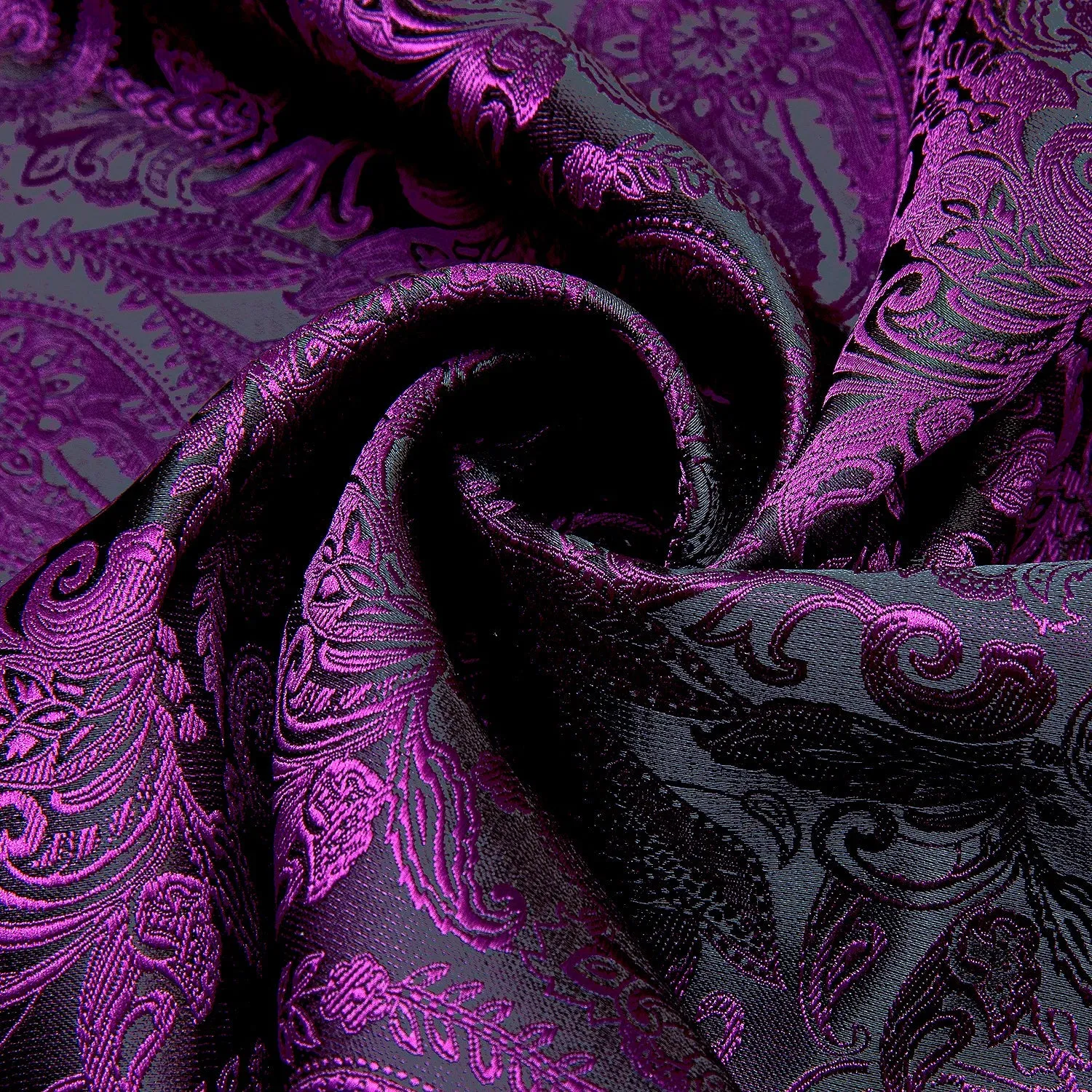 Shinning Purple Paisley Men's Silk Scarf Necktie Set sold by Ties2You product image thumbnail 5