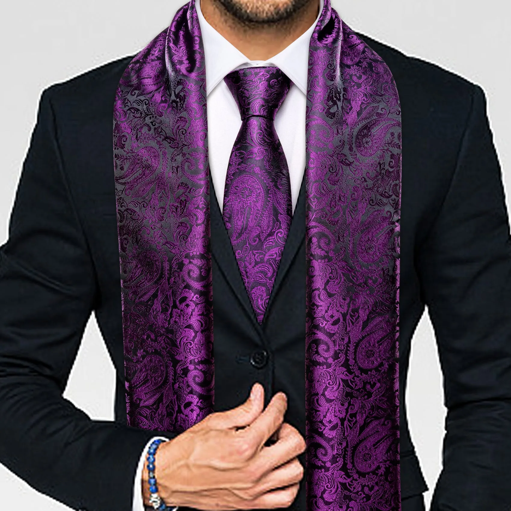 Shinning Purple Paisley Men's Silk Scarf Necktie Set sold by Ties2You
