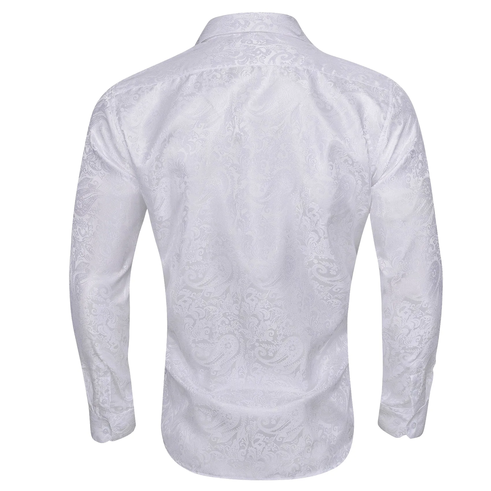 White Paisley Silk Men's Long Sleeve Shirt sold by Ties2You product image thumbnail 2