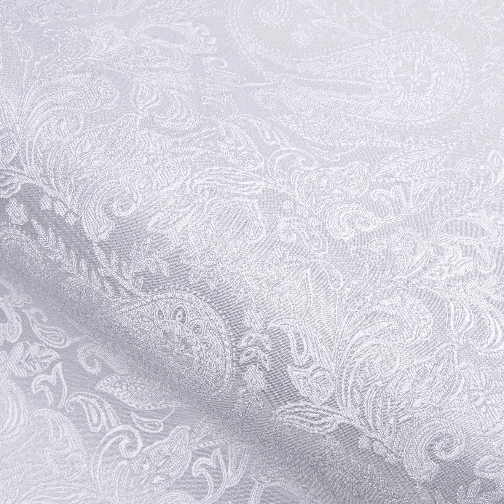 White Paisley Silk Men's Long Sleeve Shirt sold by Ties2You product image thumbnail 5