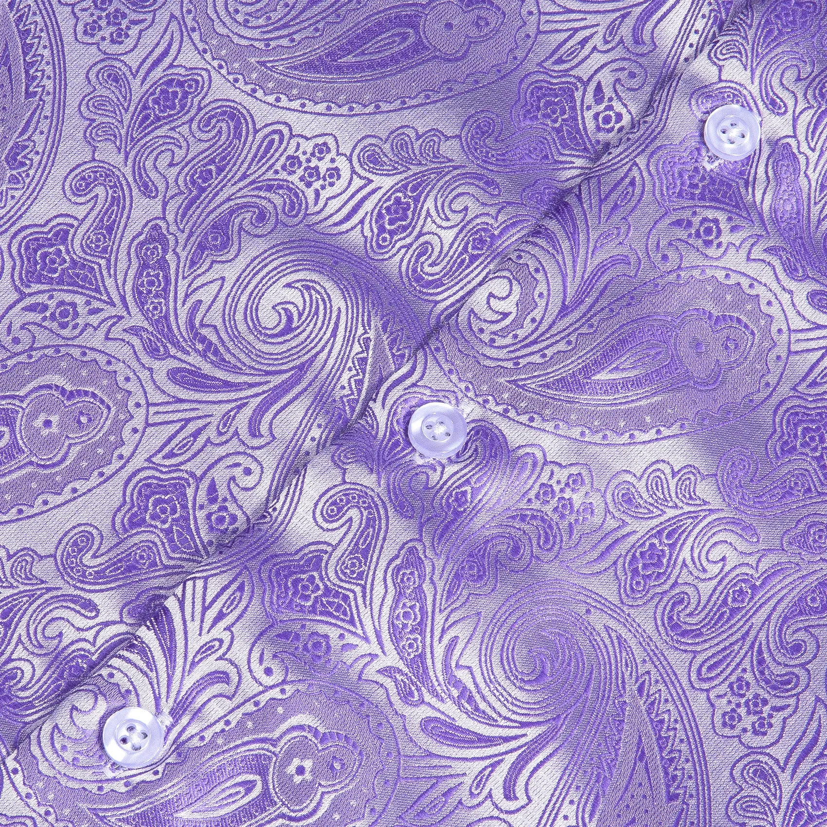 Silver Purple Paisley Style Silk Men's Long Sleeve Shirt sold by Ties2You product image thumbnail 5