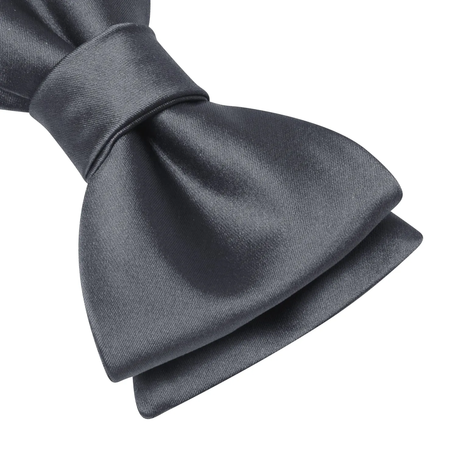 Ties2you Mens Charcoal Grey Tuxedo Bow Tie Self-tie Solid Silk Bowtie Pocket Square Cufflinks Set sold by Ties2You product image thumbnail 3