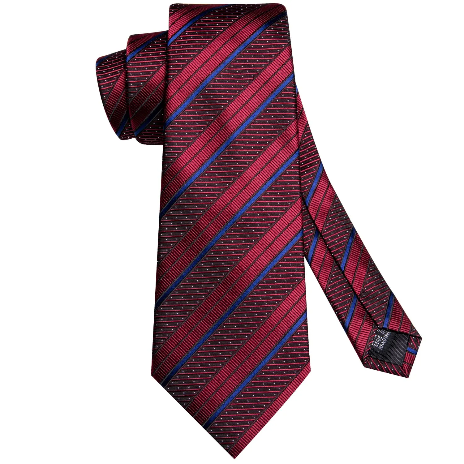 Ties2you Red Striped 70 Inch Necktie Silk Mens Extra Long Tie Handkerchief Set for Business Formal sold by Ties2You product image thumbnail 4