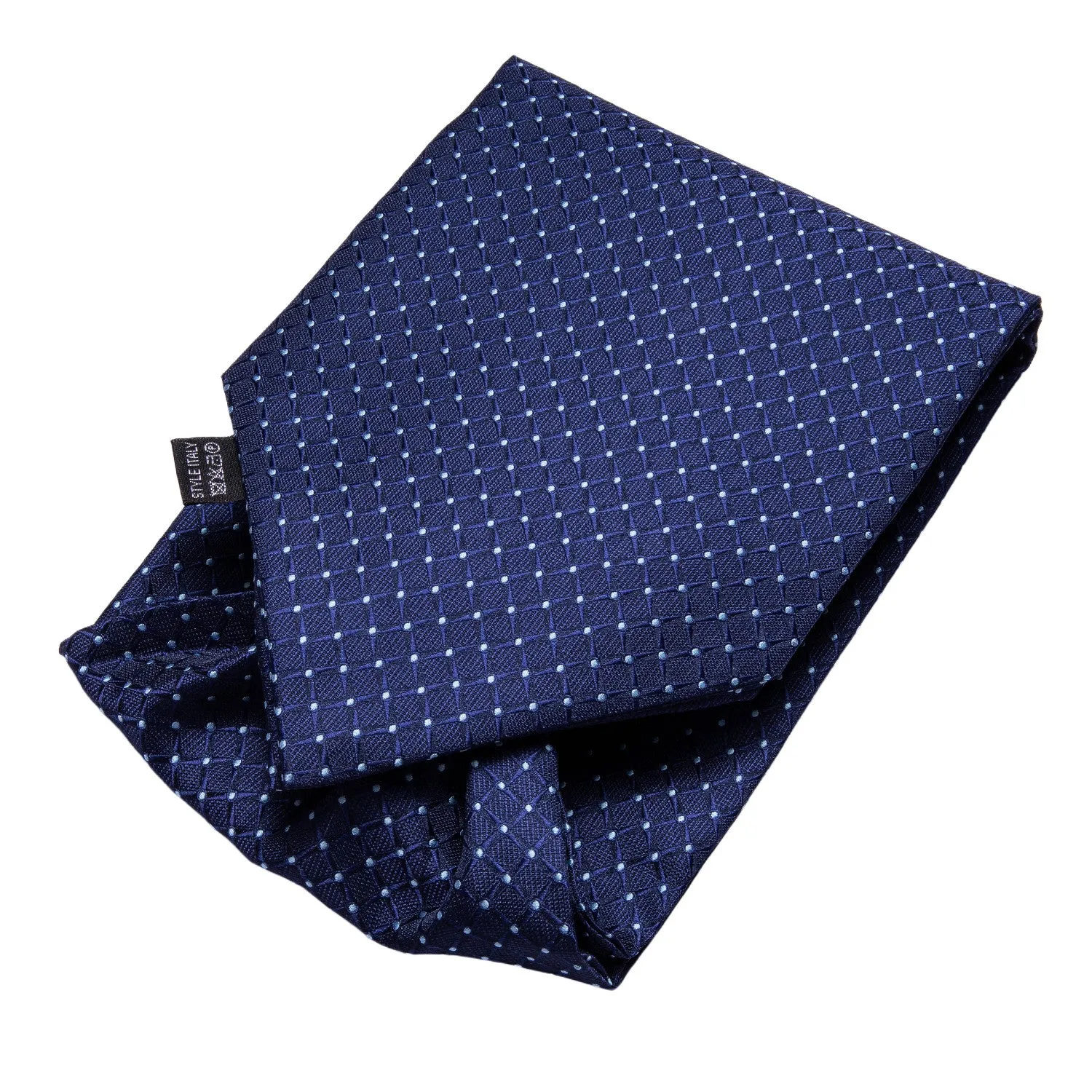 Ties2you Navy Blue Cravat Tie Plaid Formal Ascot Tie Handkerchief Cufflinks Set for Men Business (Copy) sold by Ties2You product image thumbnail 4