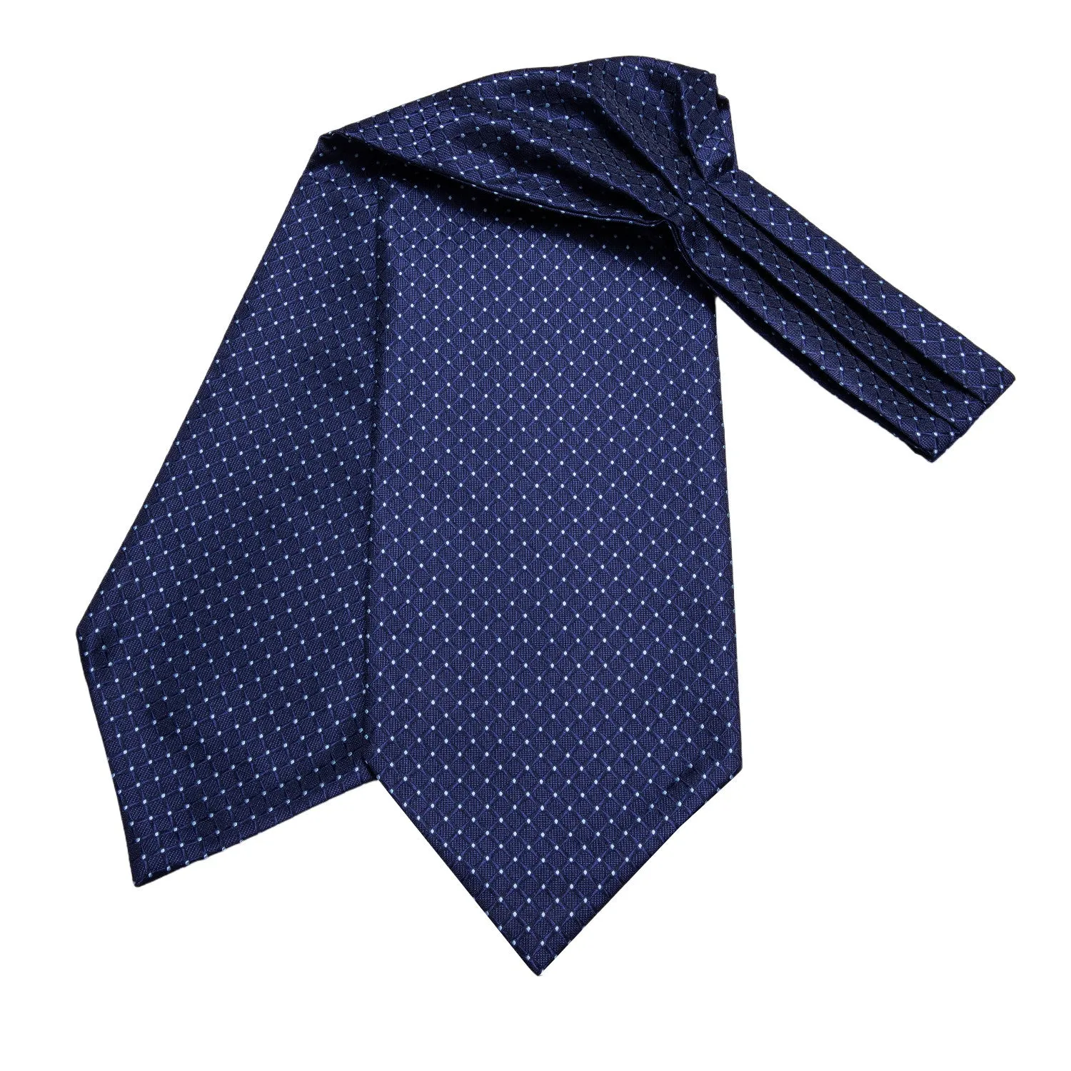 Ties2you Navy Blue Cravat Tie Plaid Formal Ascot Tie Handkerchief Cufflinks Set for Men Business (Copy) sold by Ties2You product image thumbnail 5