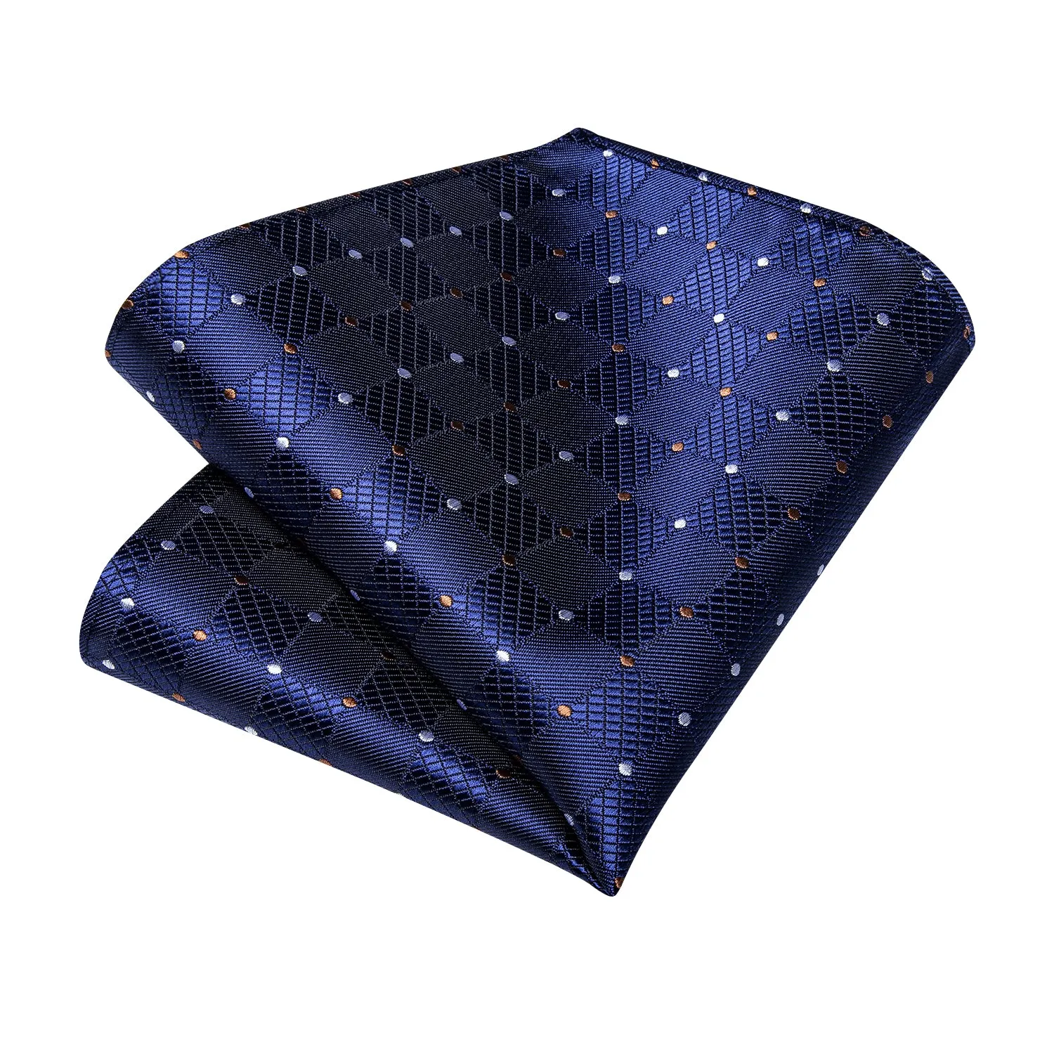 Ties2you Navy Blue Plaid Tie Pocket Square Mens Silk Polka Dot Necktie Cufflinks Set for Formal sold by Ties2You product image thumbnail 4