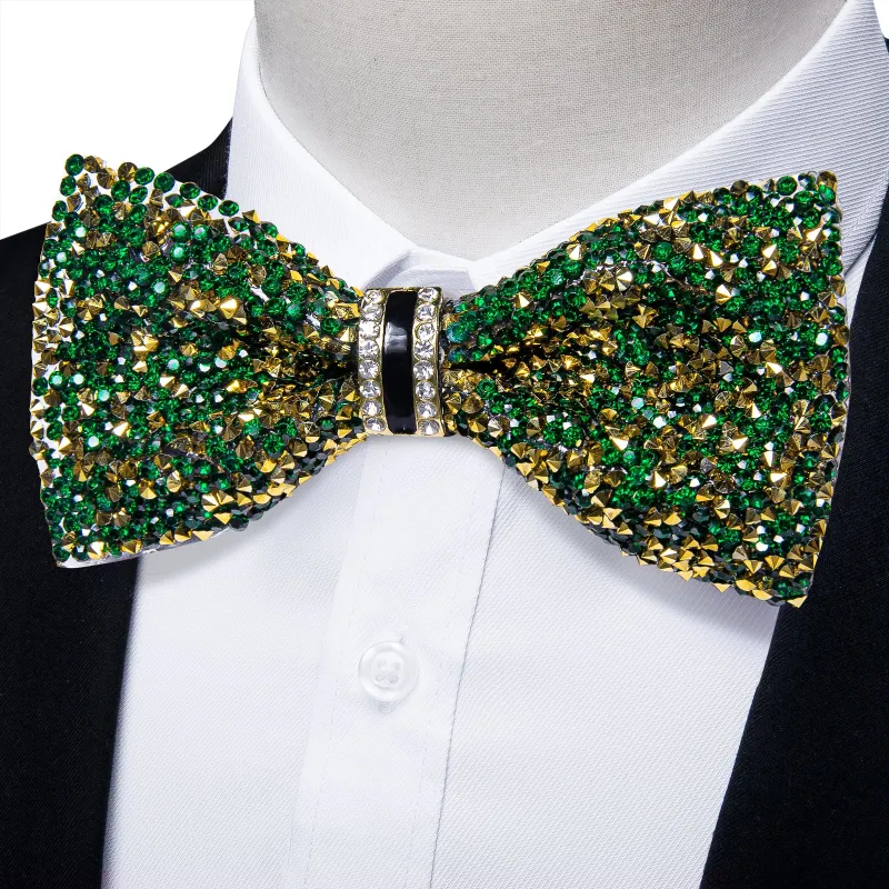 INSIDER DEAL Rhinestones Green Bow Tie Pre-Tied Wedding Party Tuxedo Bowtie for Men made by Ties2You
