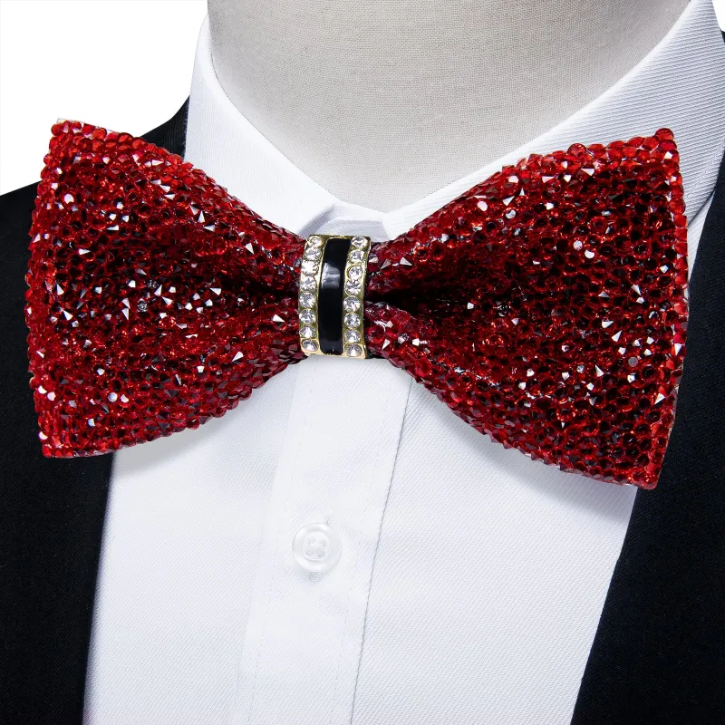INSIDER DEAL Red Rhinestones Bow Tie Pre-tied Tuxedo Bowtie for Men Wedding Party made by Ties2You