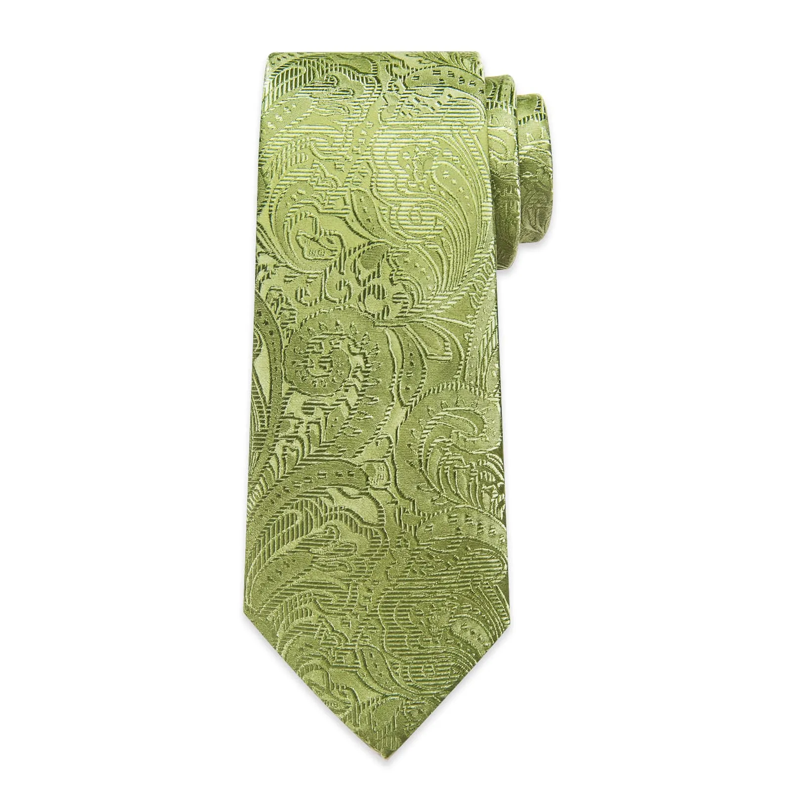 Ties2you Mens Olive Green Paisley Tie Wedding Dress Silk Necktie Pocket Square Cufflinks Set sold by Ties2You product image thumbnail 5