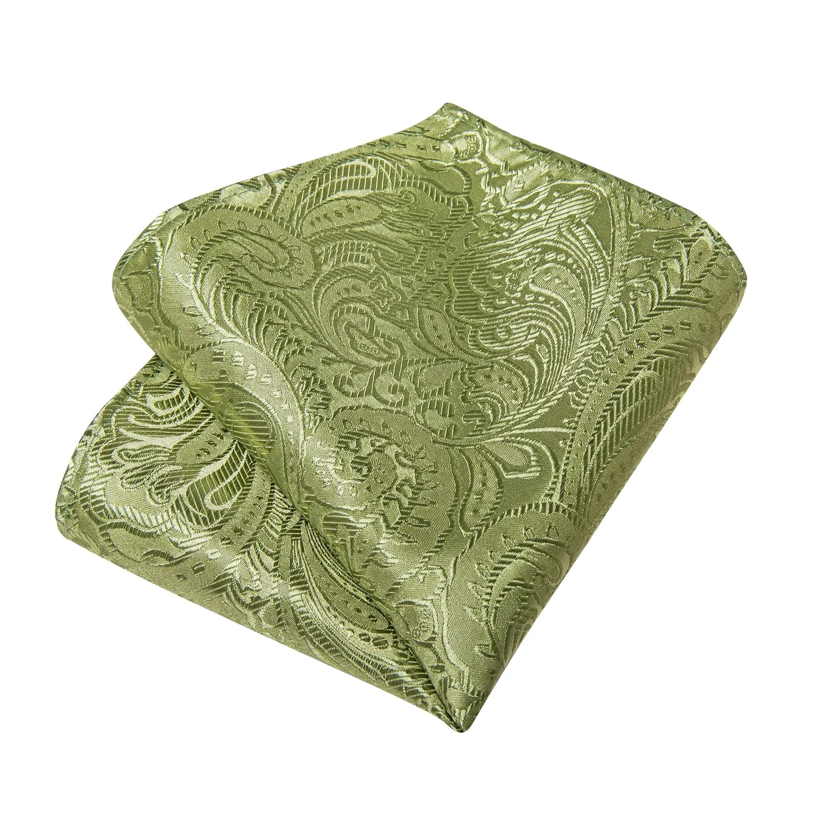 Ties2you Mens Olive Green Paisley Tie Wedding Dress Silk Necktie Pocket Square Cufflinks Set sold by Ties2You product image thumbnail 4