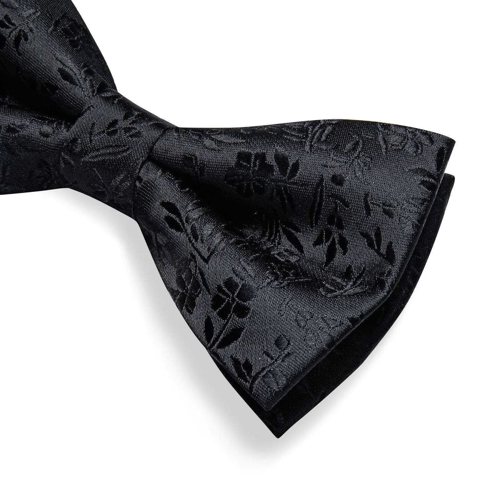 Ties2you Black Floral Bow Tie for Men Pre-tie Formal Wedding Bowtie Handkerchief Cufflinks Set sold by Ties2You product image thumbnail 4