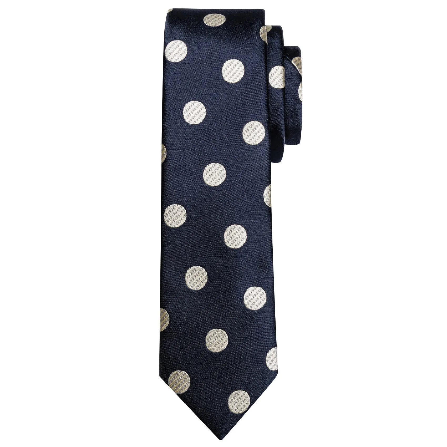 Summer End Sale Navy Blue Tie for Men Polka Dot Silk Necktie Pocket Square Cufflinks Set sold by Ties2You product image thumbnail 5