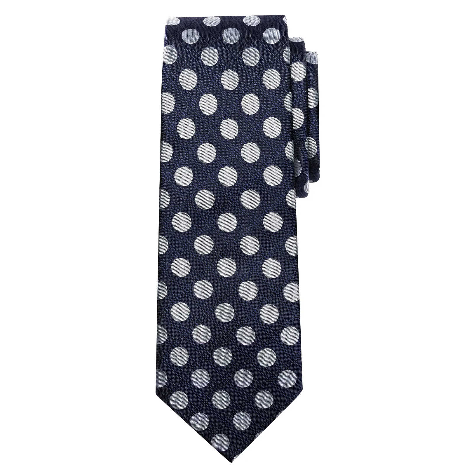 Summer End Sale Navy Blue Tie Men's Polka Dot Necktie Pocket Square Cufflinks Set for Business sold by Ties2You product image thumbnail 3