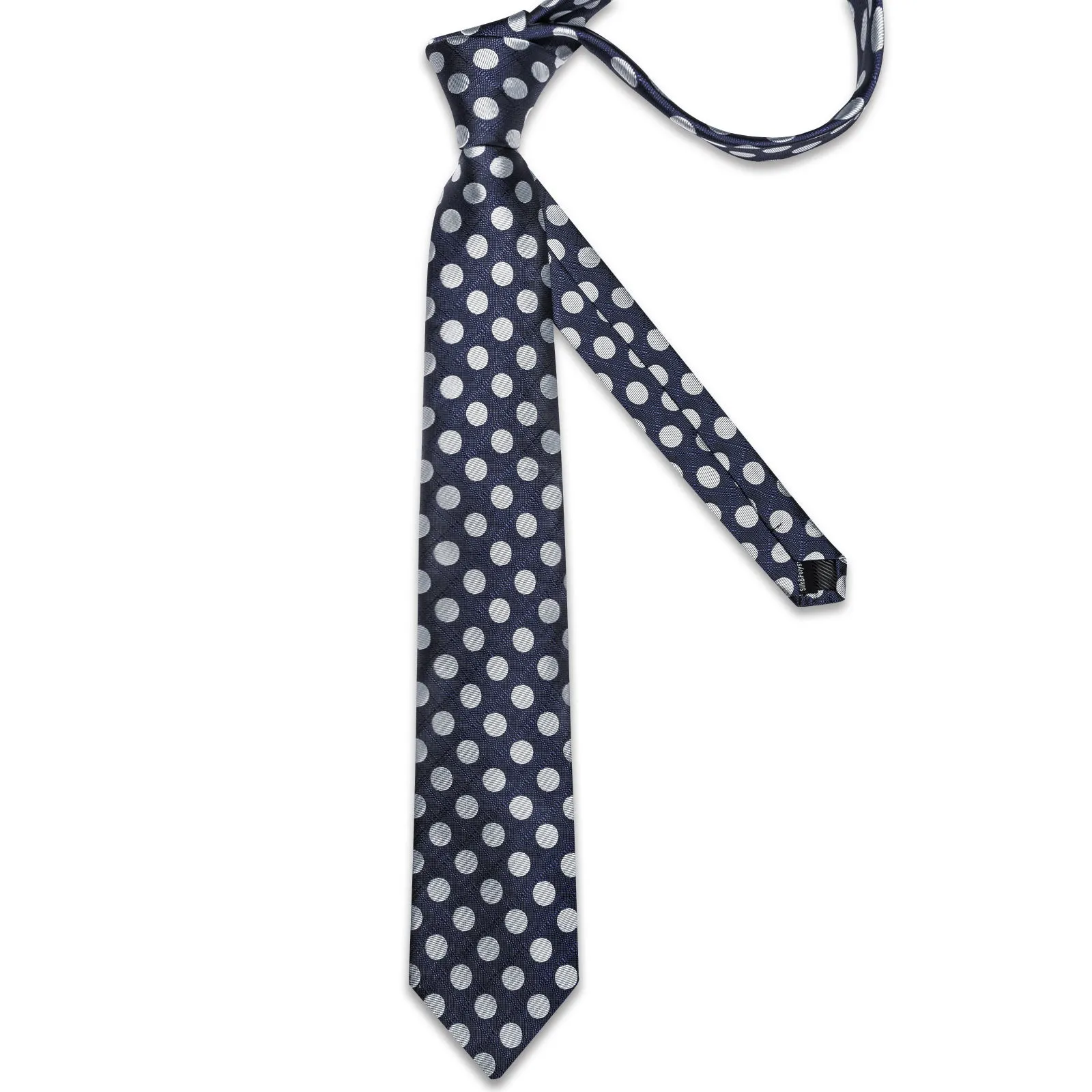 Summer End Sale Navy Blue Tie Men's Polka Dot Necktie Pocket Square Cufflinks Set for Business sold by Ties2You product image thumbnail 5