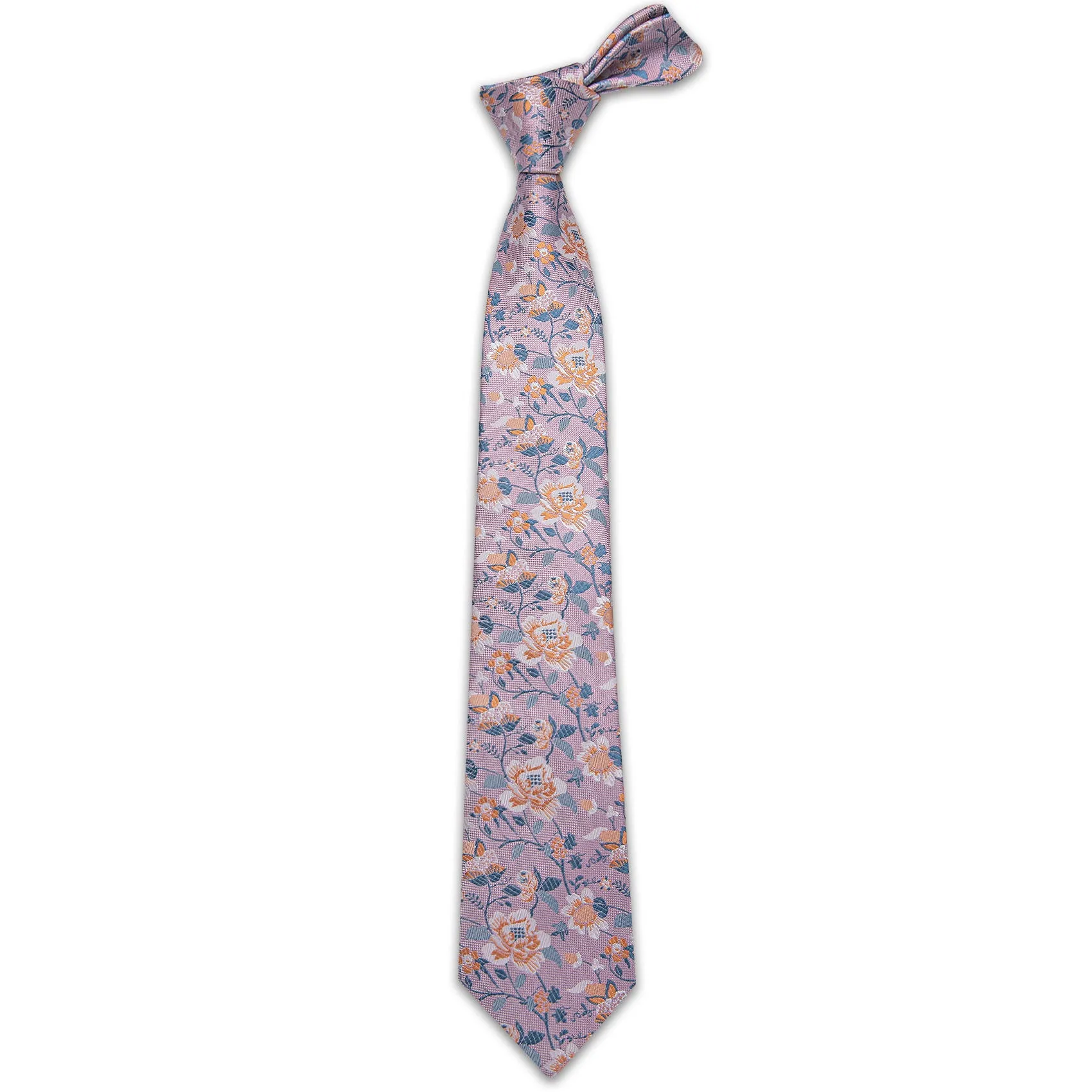 Ties2you Floral Pink Tie for Men Wedding Necktie Handkerchief Cufflinks Set sold by Ties2You product image thumbnail 4