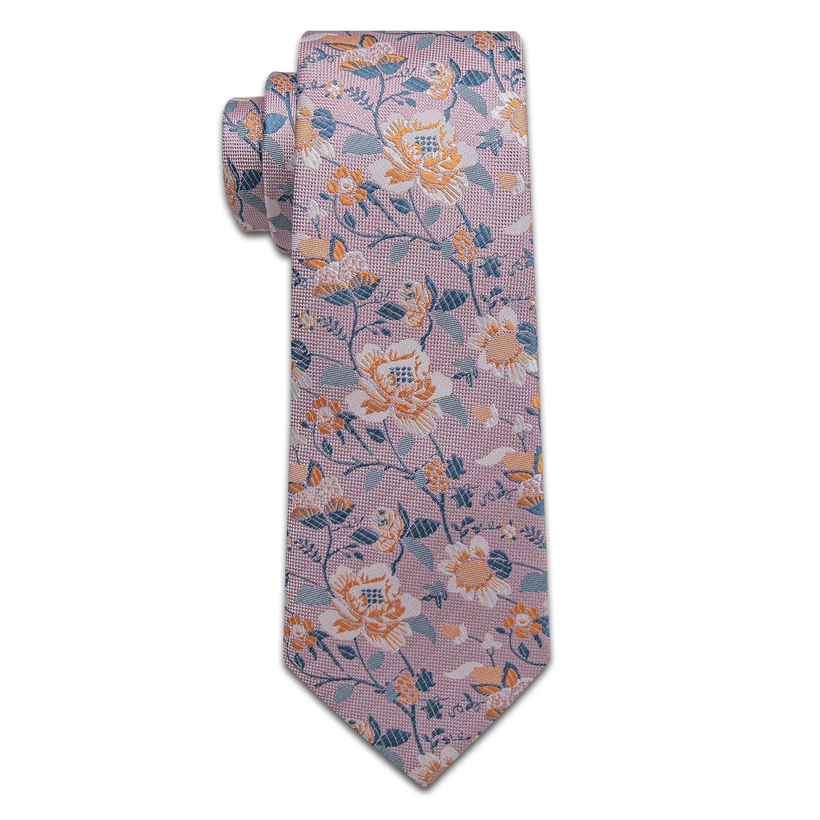 Ties2you Floral Pink Tie for Men Wedding Necktie Handkerchief Cufflinks Set sold by Ties2You product image thumbnail 3