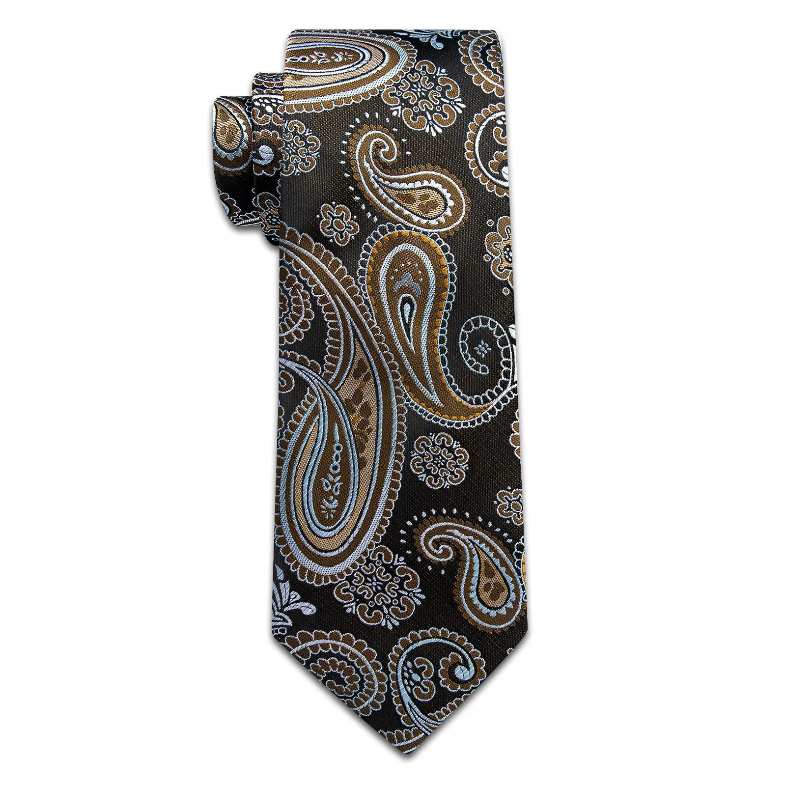 Ties2you Paisley Tie for Men Brown Necktie Handkerchief Cufflinks Set sold by Ties2You product image thumbnail 3