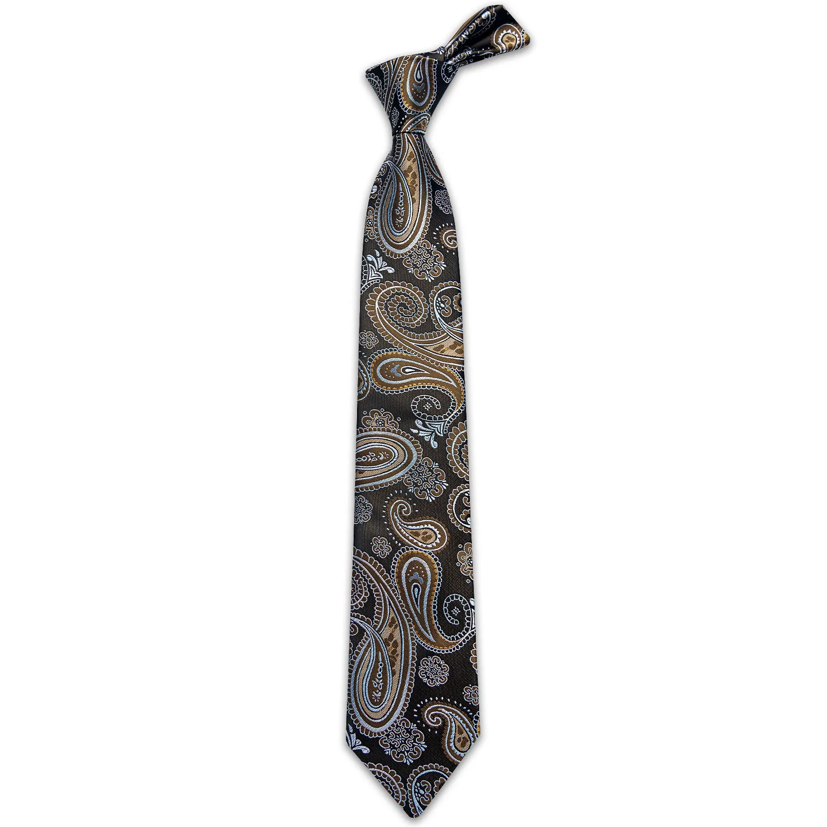 Ties2you Paisley Tie for Men Brown Necktie Handkerchief Cufflinks Set sold by Ties2You product image thumbnail 4