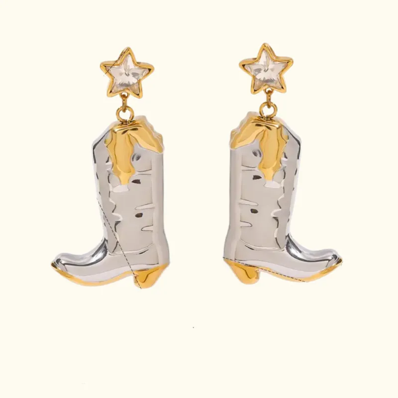 Star-Studded Cowboy Boot Earrings sold by Elleexist