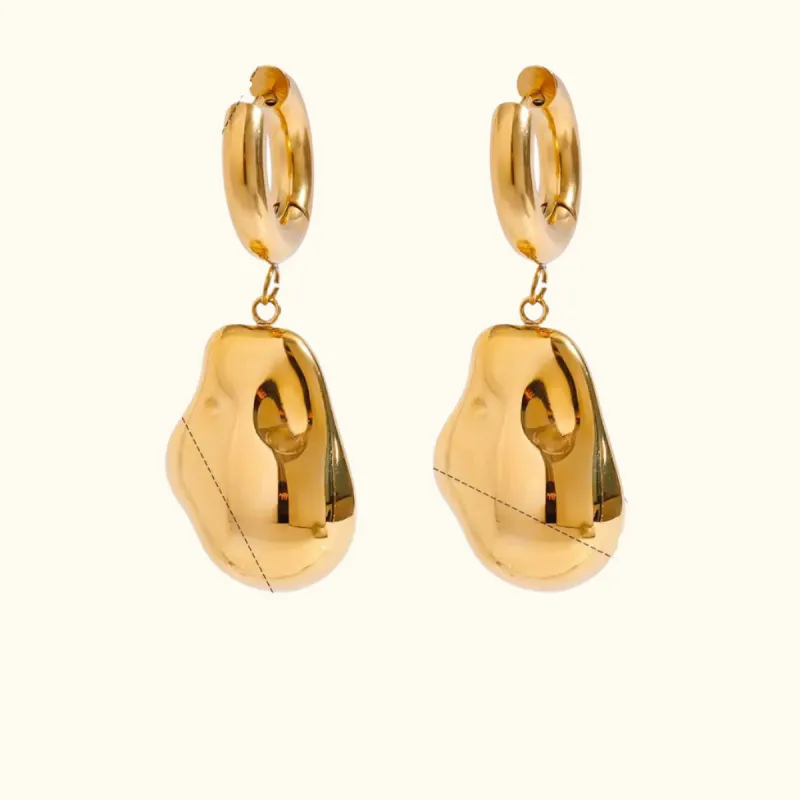 Abstract Teardrop Dangle Gold sold by Elleexist
