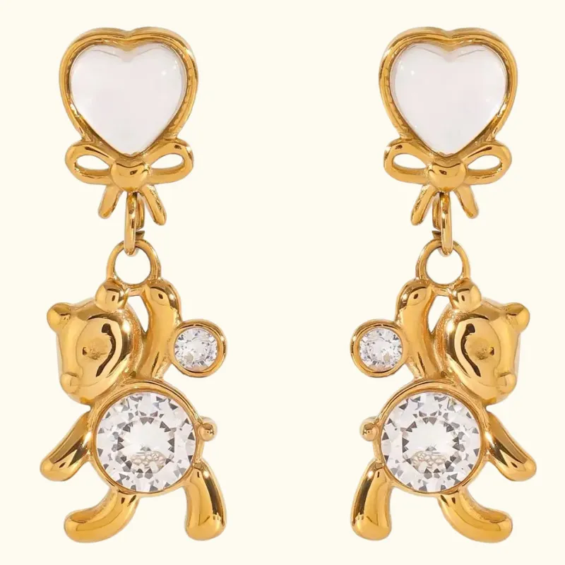 Heart & Bear Charm Earrings sold by Elleexist