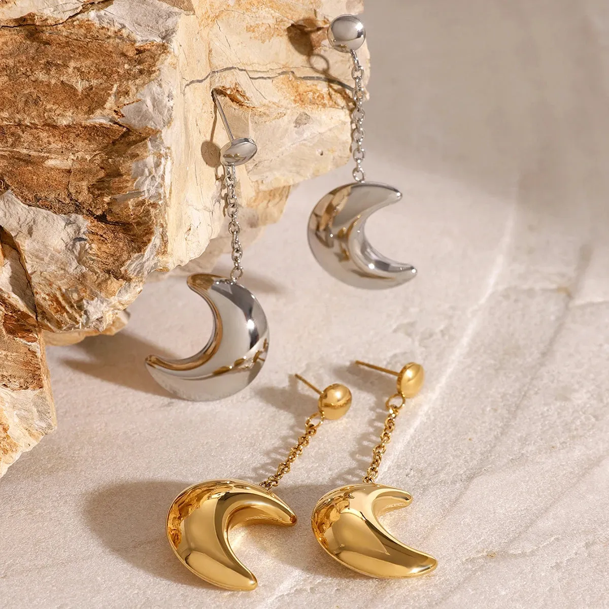 Crescent Moon Dangle Earrings sold by Elleexist product image thumbnail 4
