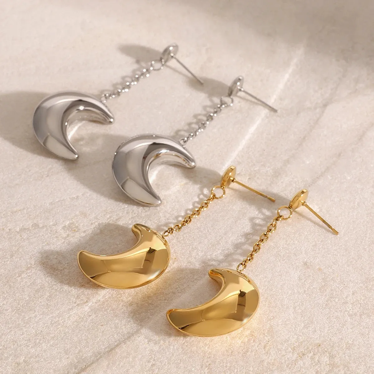 Crescent Moon Dangle Earrings sold by Elleexist product image thumbnail 5