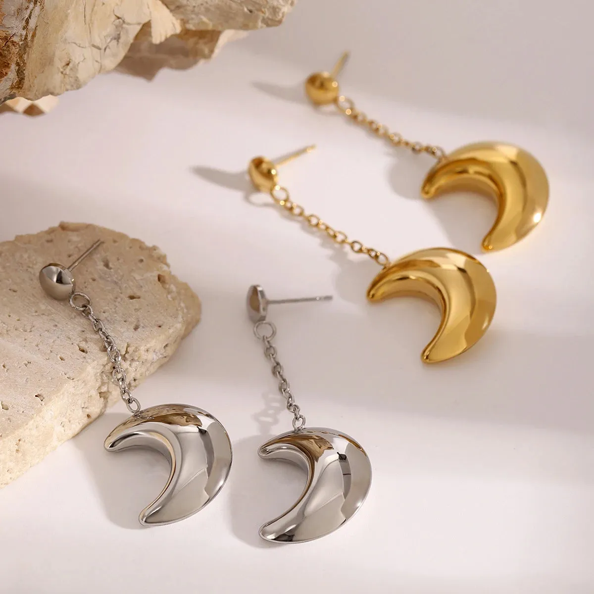 Crescent Moon Dangle Earrings sold by Elleexist product image thumbnail 3