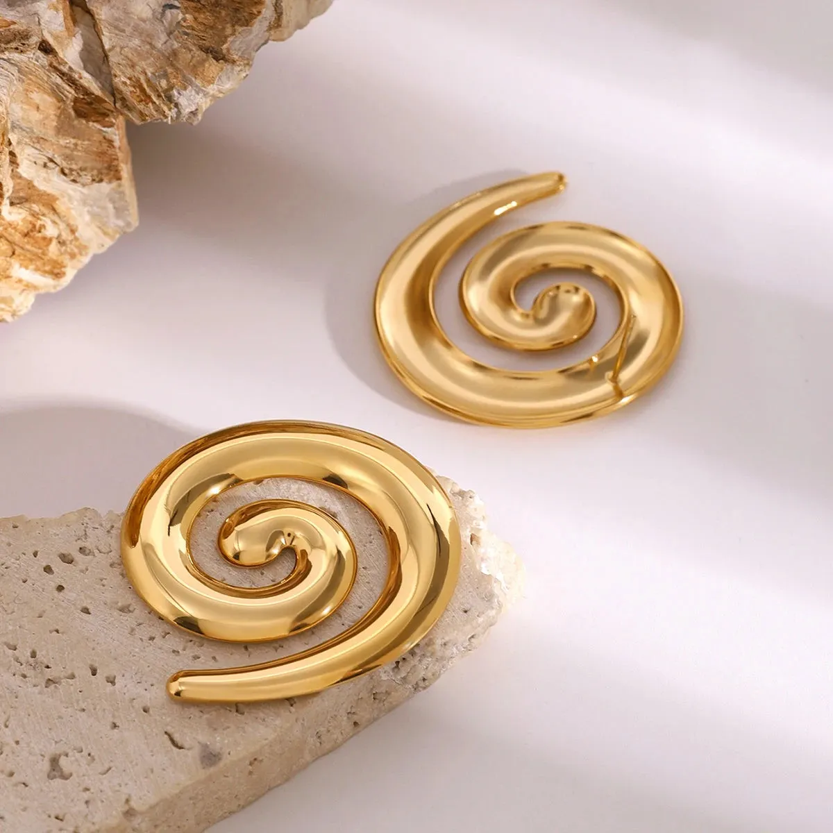 Gold Spiral Swirl Earrings sold by Elleexist product image thumbnail 5