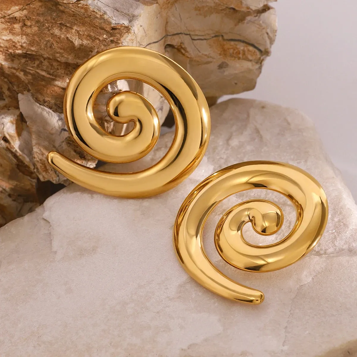 Gold Spiral Swirl Earrings sold by Elleexist product image thumbnail 4