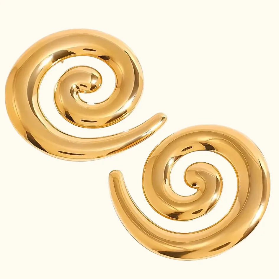 Gold Spiral Swirl Earrings sold by Elleexist
