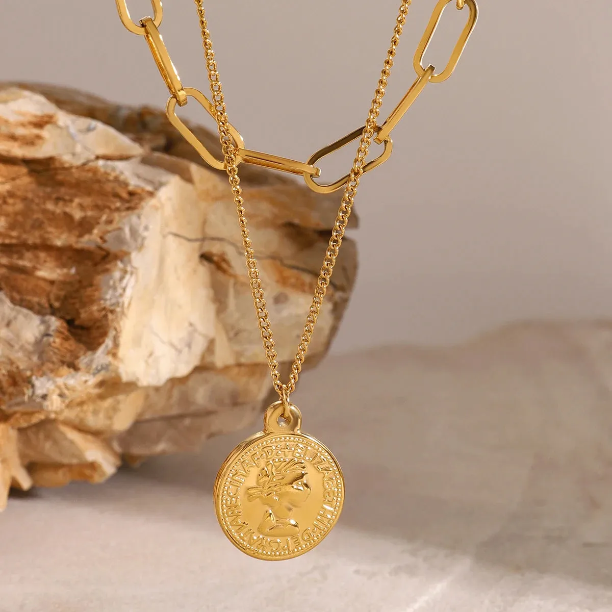 Layered Coin Pendant Necklace sold by Elleexist product image thumbnail 4