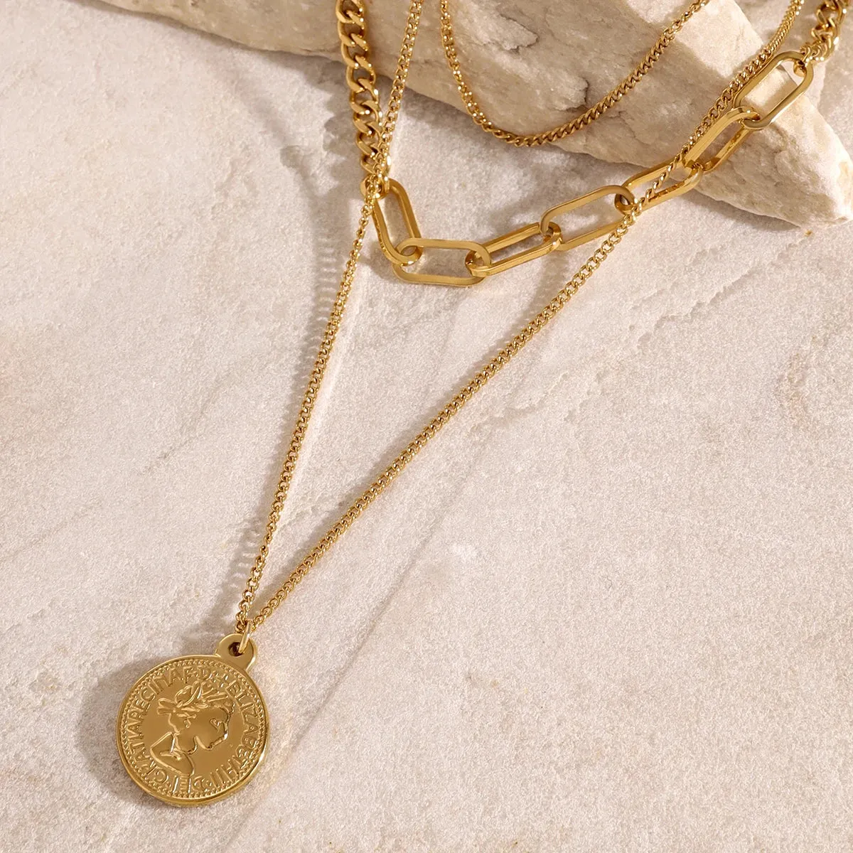 Layered Coin Pendant Necklace sold by Elleexist product image thumbnail 2