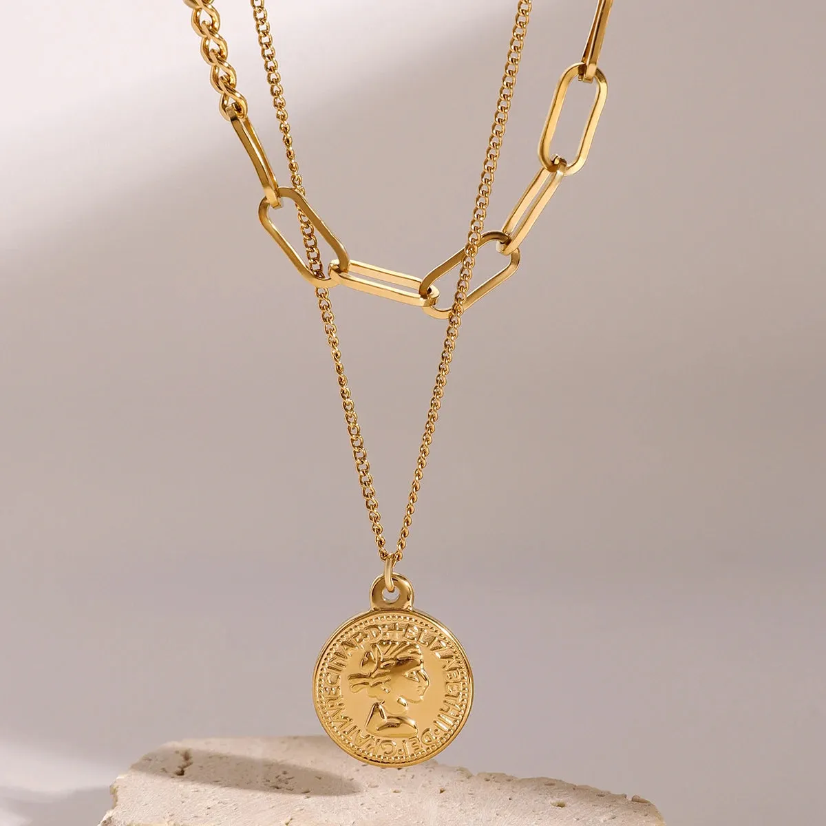 Layered Coin Pendant Necklace sold by Elleexist product image thumbnail 3