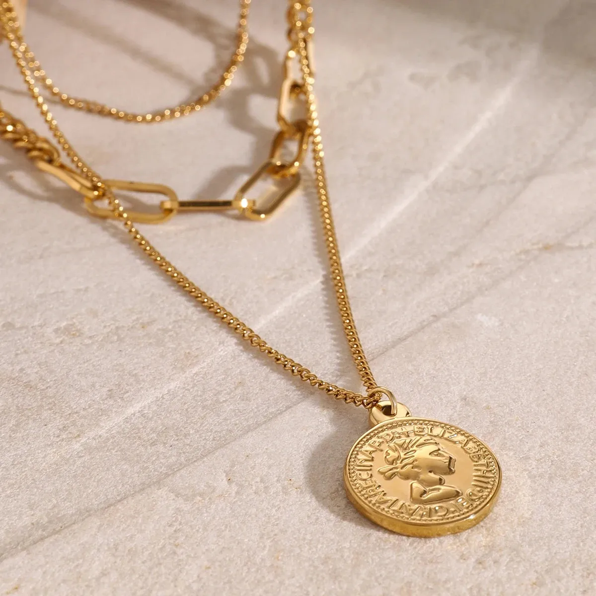 Layered Coin Pendant Necklace sold by Elleexist product image thumbnail 5