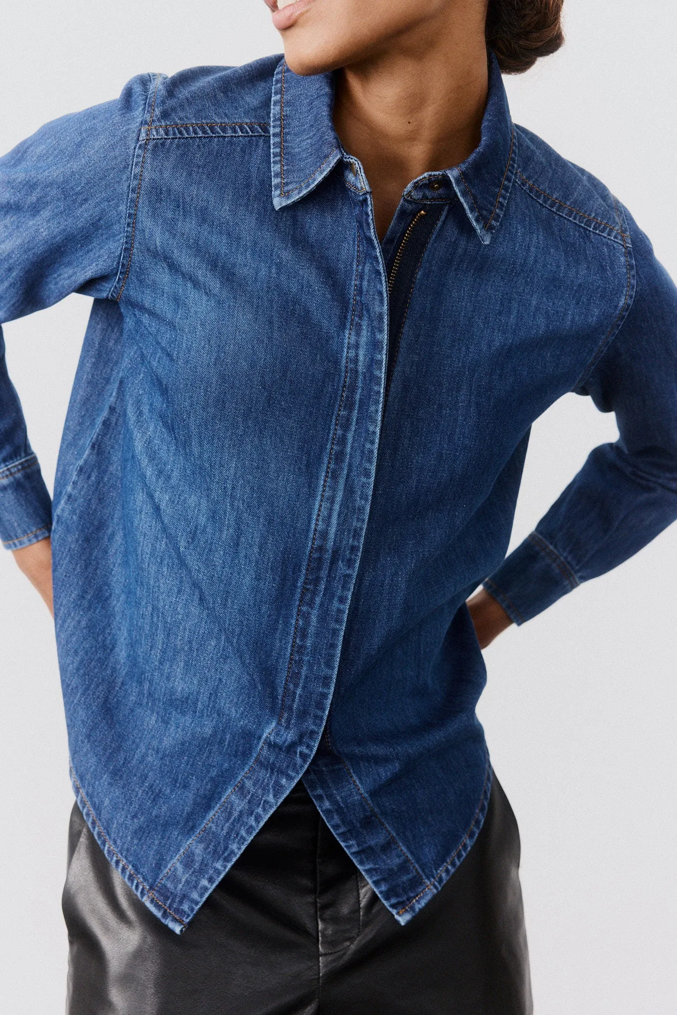 Denim Handkerchief With a Zipper Blouse sold by Ruti product image thumbnail 2