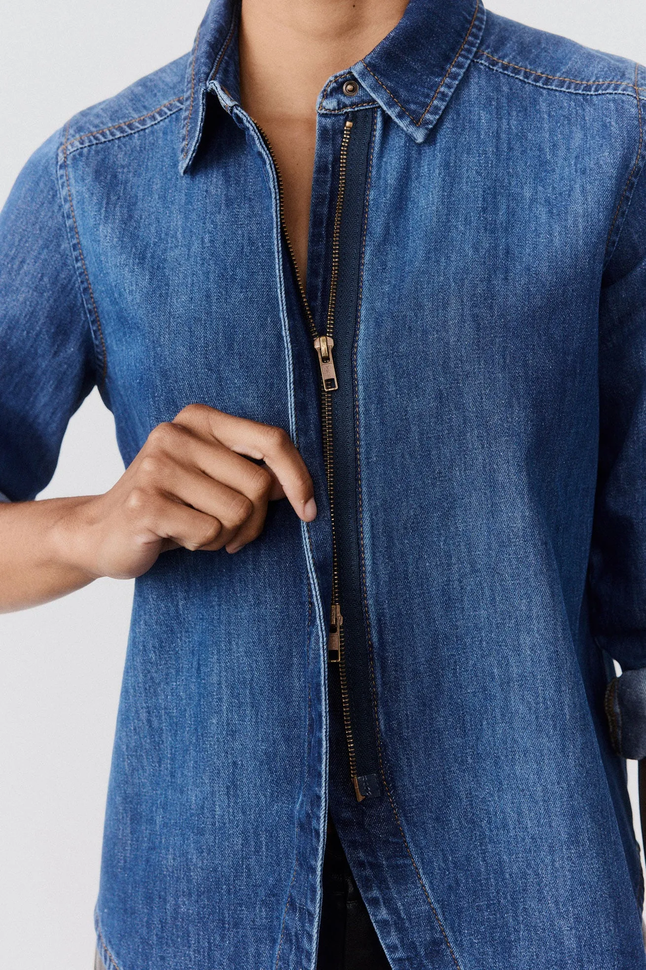 Denim Handkerchief With a Zipper Blouse sold by Ruti product image thumbnail 4
