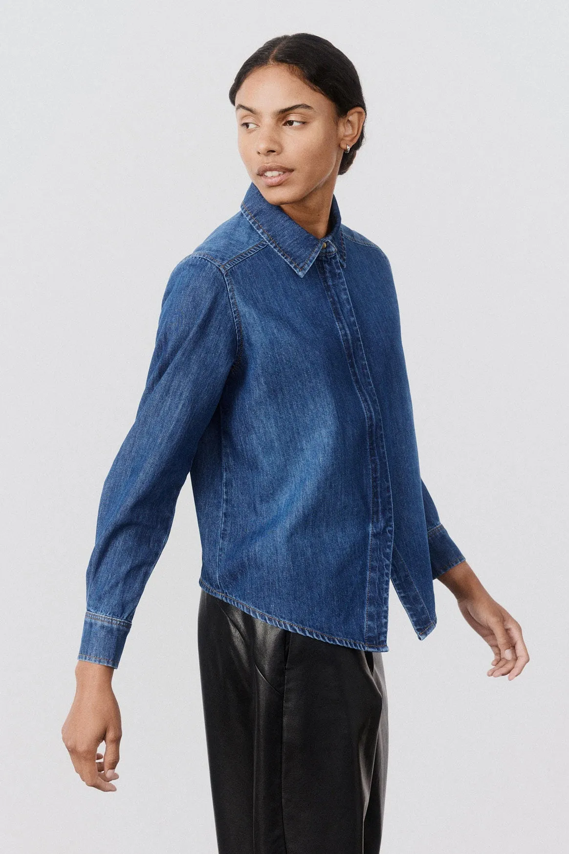 Denim Handkerchief With a Zipper Blouse sold by Ruti product image thumbnail 5