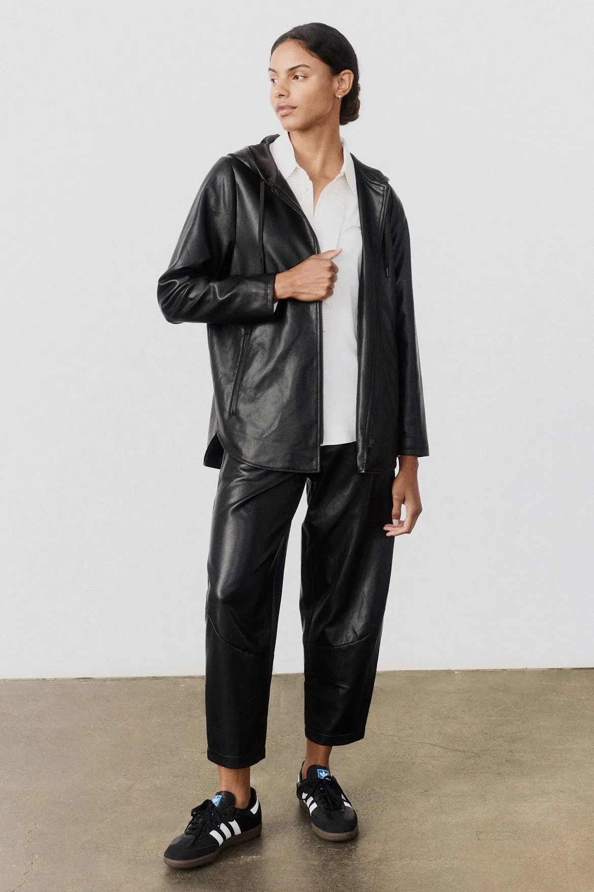 Vegan Leather Hooded Jacket sold by Ruti