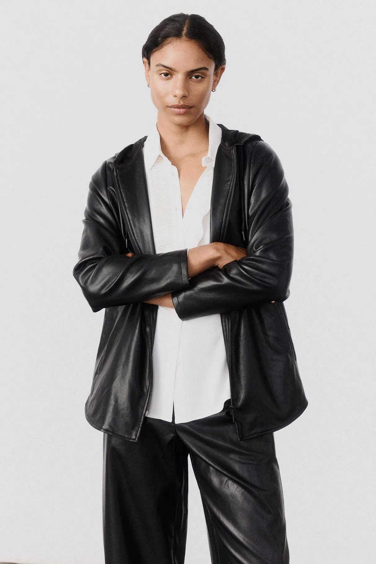 Vegan Leather Hooded Jacket sold by Ruti product image thumbnail 2