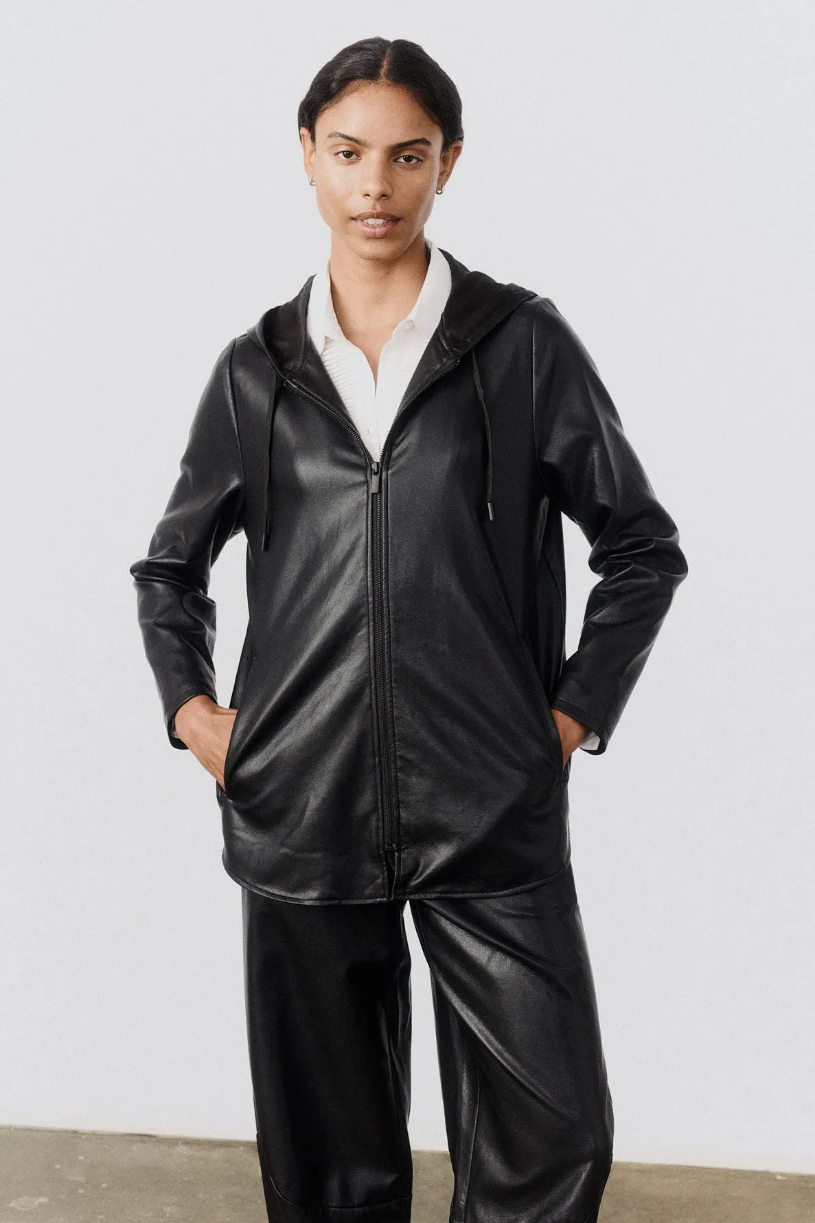 Vegan Leather Hooded Jacket sold by Ruti product image thumbnail 5
