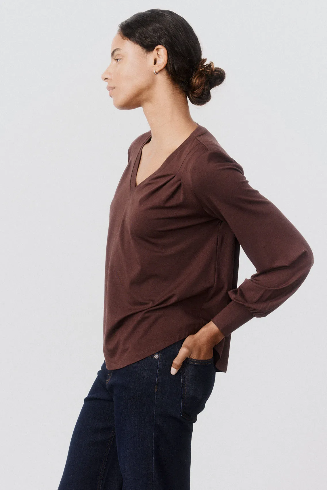 Pleat Detail Long Sleeve V Neck sold by Ruti product image thumbnail 2